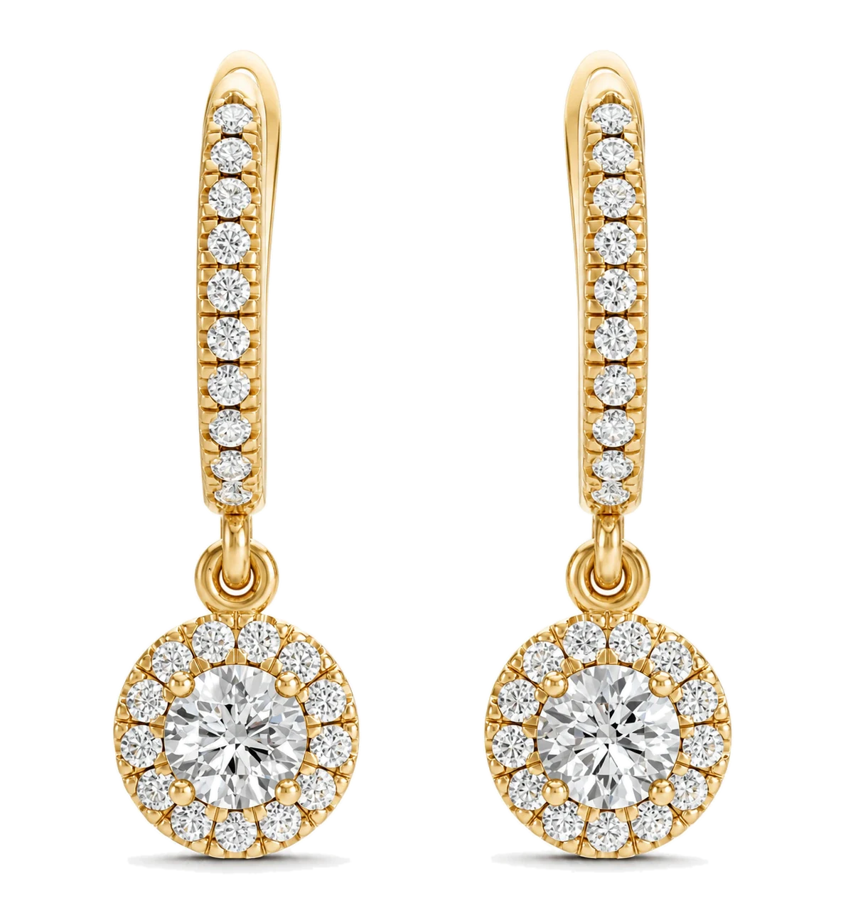 Celeste Drop Earrings, white stone, gold finish