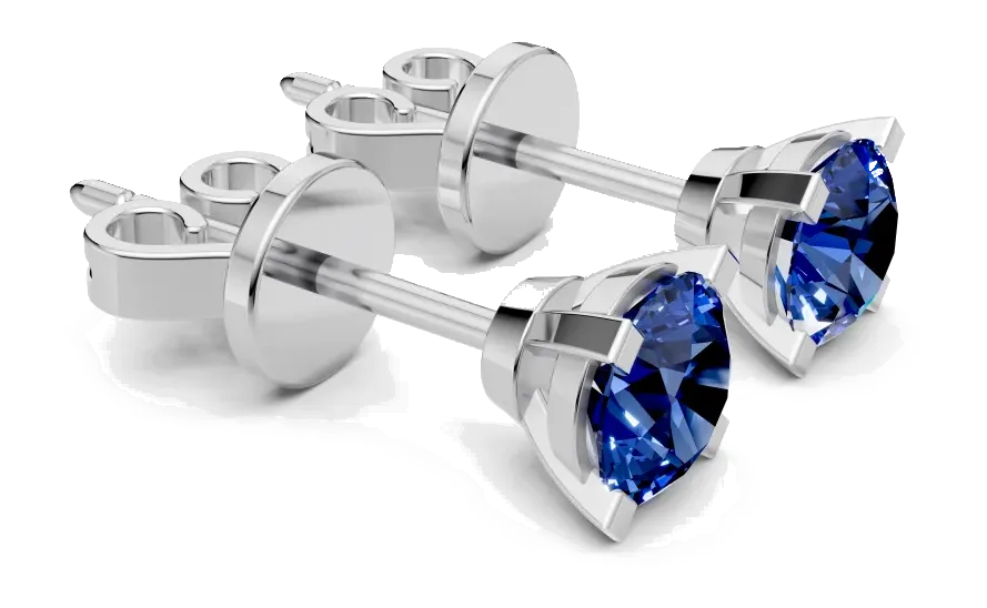 Classic Stud Earrings, blue stone