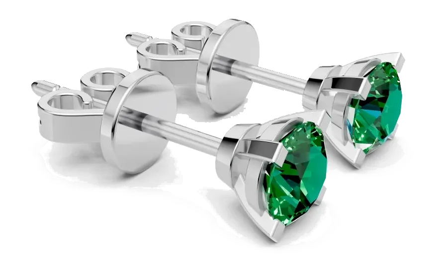 Classic Stud Earrings, green stone