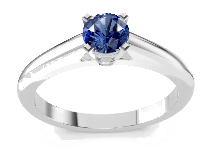 Classic Solitaire Ring, blue stone