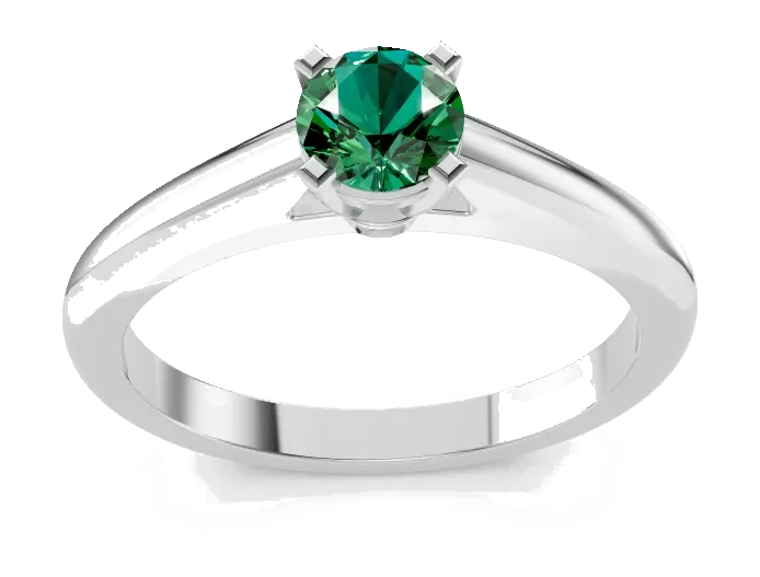 Classic Solitaire Ring, green stone