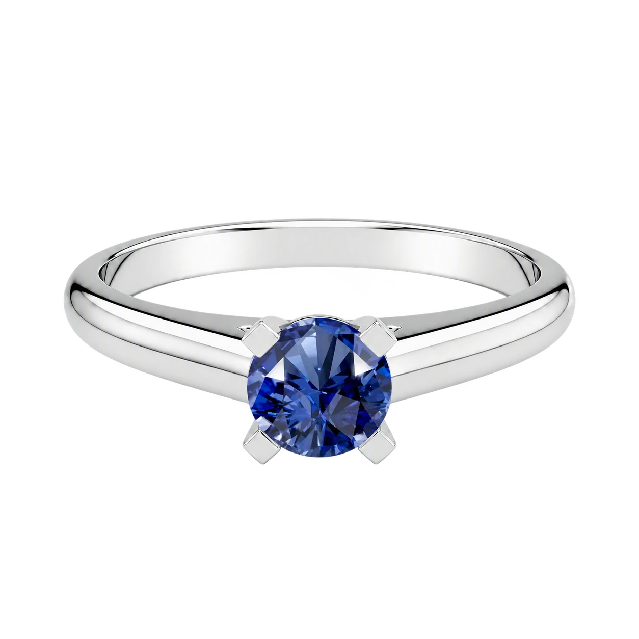 Classic Solitaire Ring, blue stone
