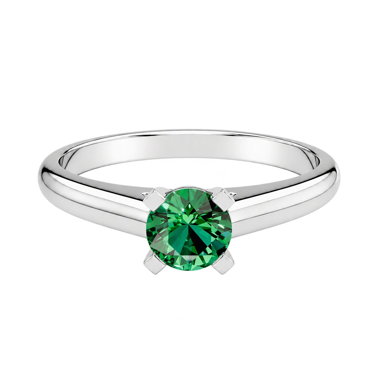 Classic Solitaire Ring, green stone