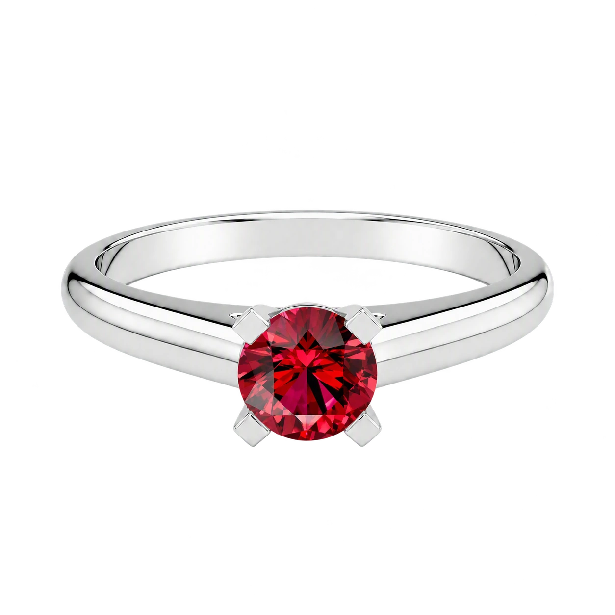 Classic Solitaire Ring, red stone